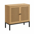 Credenza in legno con ante a doghe e supporto metallico 80x35x90 cm