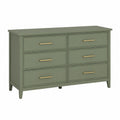 Cassettiera in legno MDF con 6 cassetti verde