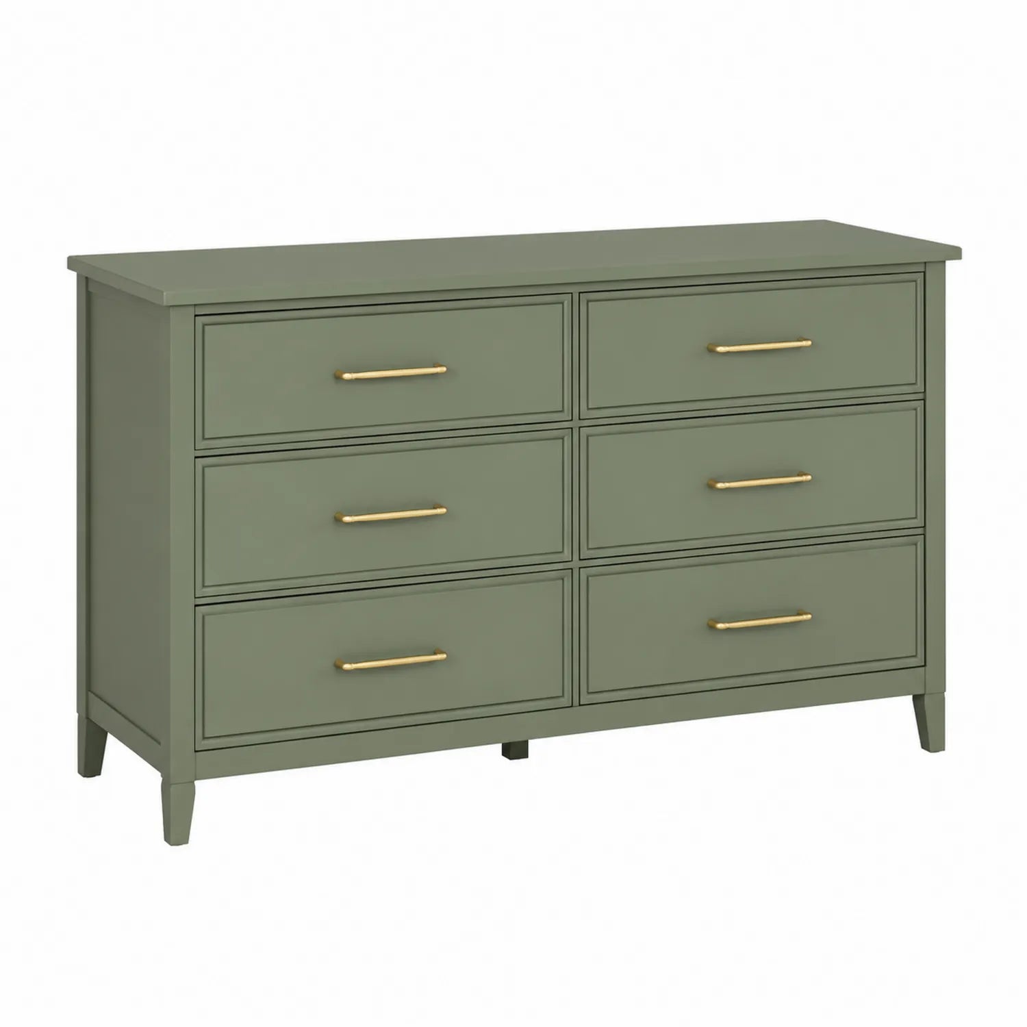 Cassettiera in legno MDF con 6 cassetti verde