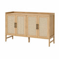 Credenza in Legno e Rattan Naturale 150x40x90 cm