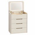Cassettiera in MDF con Specchio e LED Crema