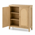 Credenza in Legno e Rattan Naturale con 2 Ante