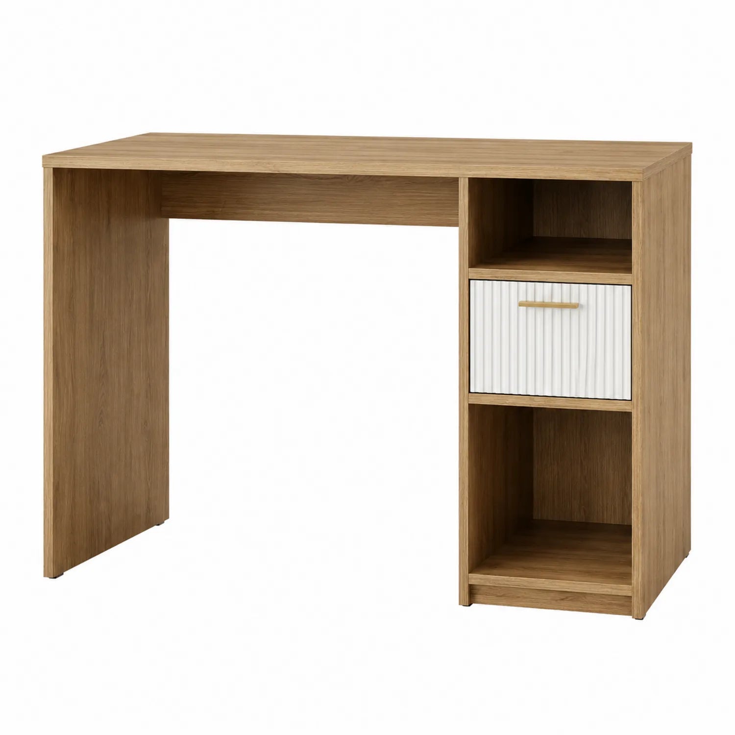 Scrivania in MDF con Cassetto Bianco e Rovere 120x50x75 cm