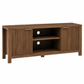 Mobile TV in Legno Noce con Ripiani e Ante Scorrevoli 150x40x50cm