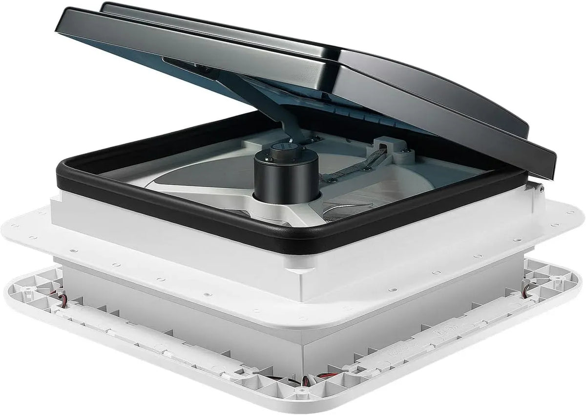 Ventilatore apertura-36, 36 x 35,5 x 15 cm, 12 V, IP65, 12 V Rv con sorgente luminosa 4 Led e 10 pale Ip68