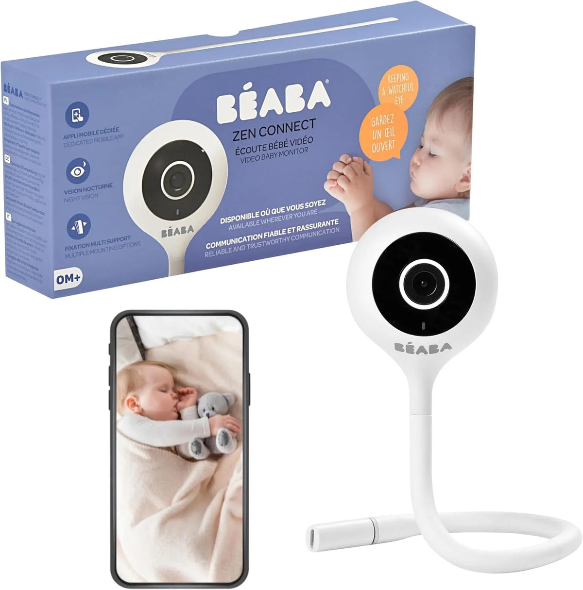 Monitor 1090p, Wi-Fi, Full HD, bianco, Connessione Smartphone e Wi-Fi, BÉABA