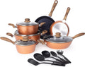 Set di pentole e padelle antiaderenti, per Pentole in rame per cucinare, Set di pentole per fornelli a induzione, 15 pezzi di utensili da cucina