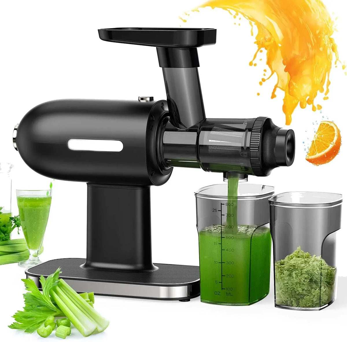 estrattore di succo e spremiagrumi, filtro, 150 W, acciaio inox, per frutta e verdura intere