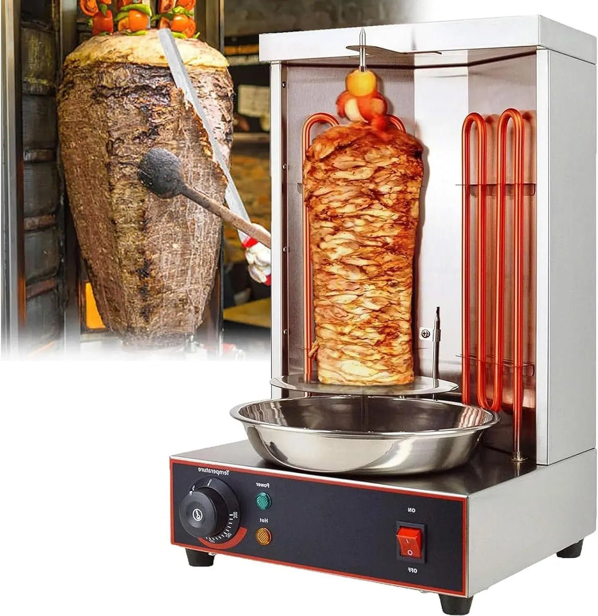 Griglia, 2400 W, acciaio inox, per Kebab, Griglia Arrosticini Elettrica Verticale