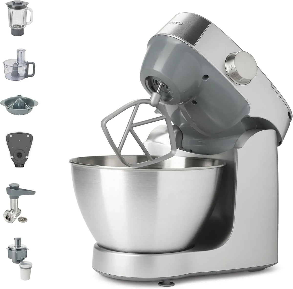 Kenwood KHC29A.R0SI Robot da cucina, 4,3 L, 1000 W, acciaio inox, argento, Incluso Set con 10 Accessori con Macinacarne