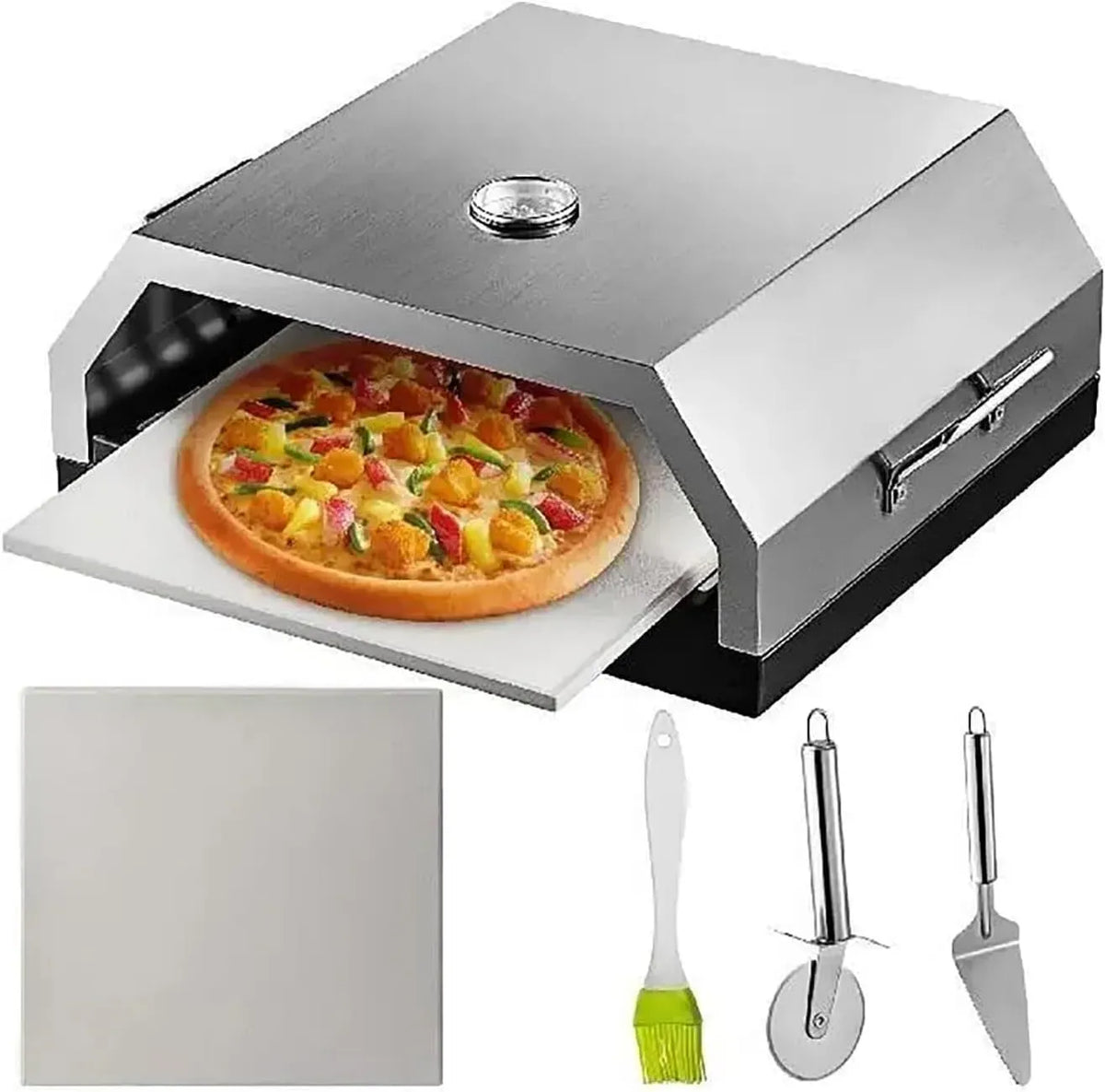 Forno elettrico per pizza, portatile, acciaio inox, barbecue