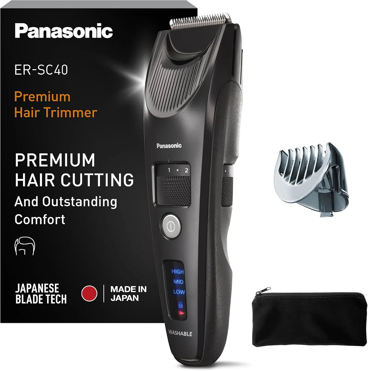 Panasonic ER-SC40-K803 Regolabarba, Batteria, portatile, IP65, nero