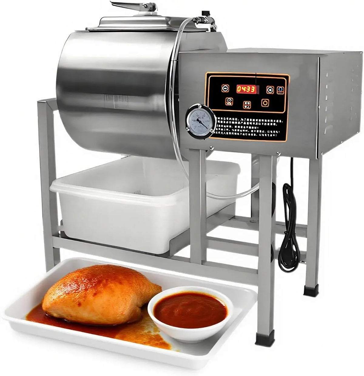 Macchina, 45 L, 35 kg, timer, professionale, acciaio inox, per Marinare la Carne con Rotazione Bidirezionale a 360°