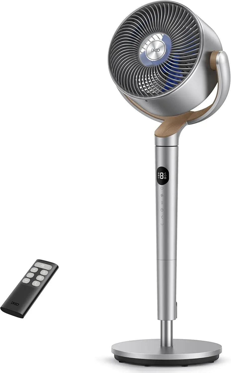 Ventilatore, 23 dB, DREO 24M, 120°+120°Omni-directional Oscillating Fan, DC Motor Quiet Standing Fans, 8 Speeds, Volume d'aria1200m³/h, 3 Modes