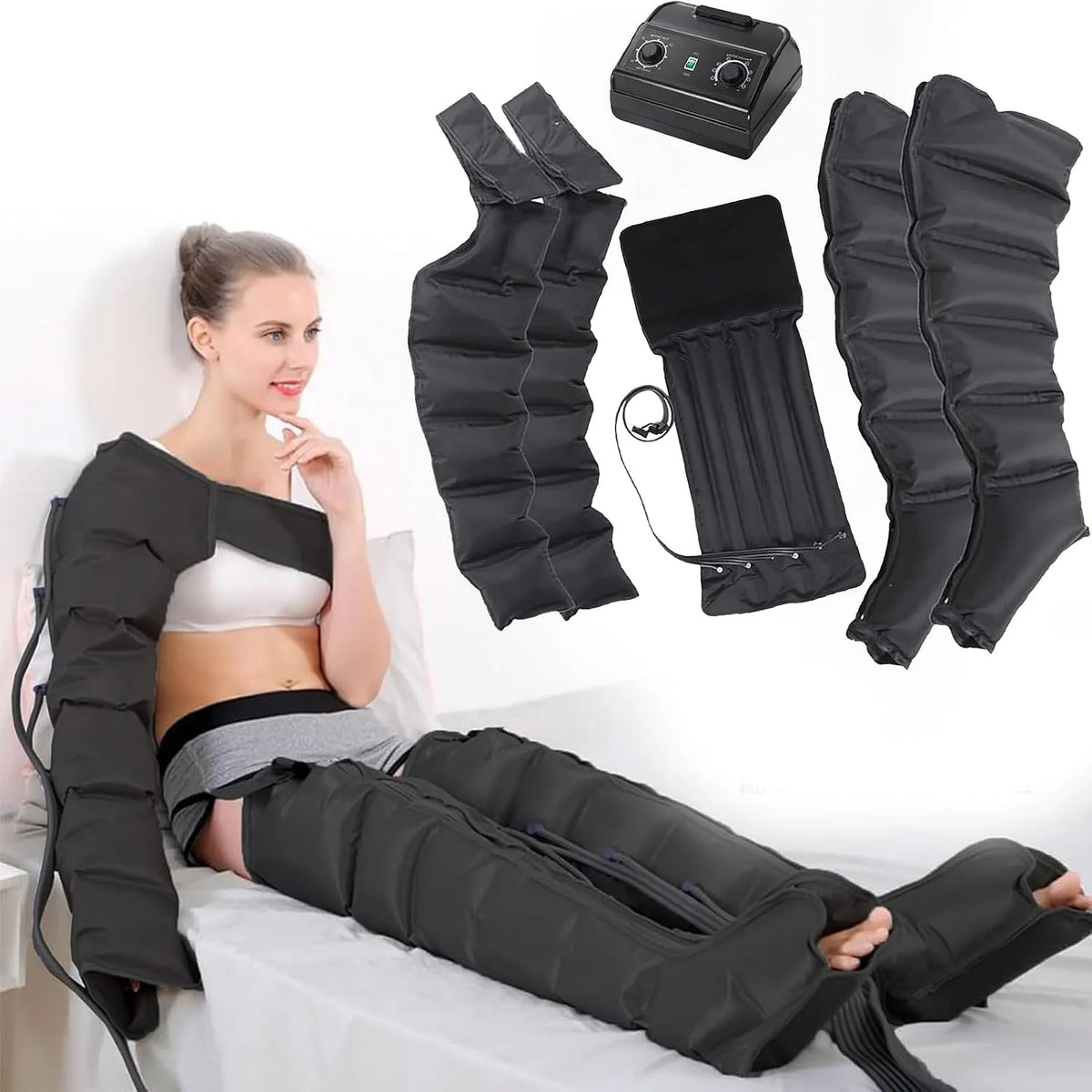 dispositivo pressoterapia per gambe, Massaggiatore, professionale, nero, per Vita Braccia Gambe Caviglie