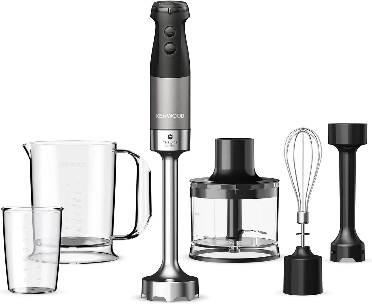 Kenwood HBM80.322BK Emulsionatore, Triblade XL Pro, Tritatutto da 500ml, Bicchieri 700 e 250 ml, 1200W, Minipimer con Sistema Triblade, Velocità