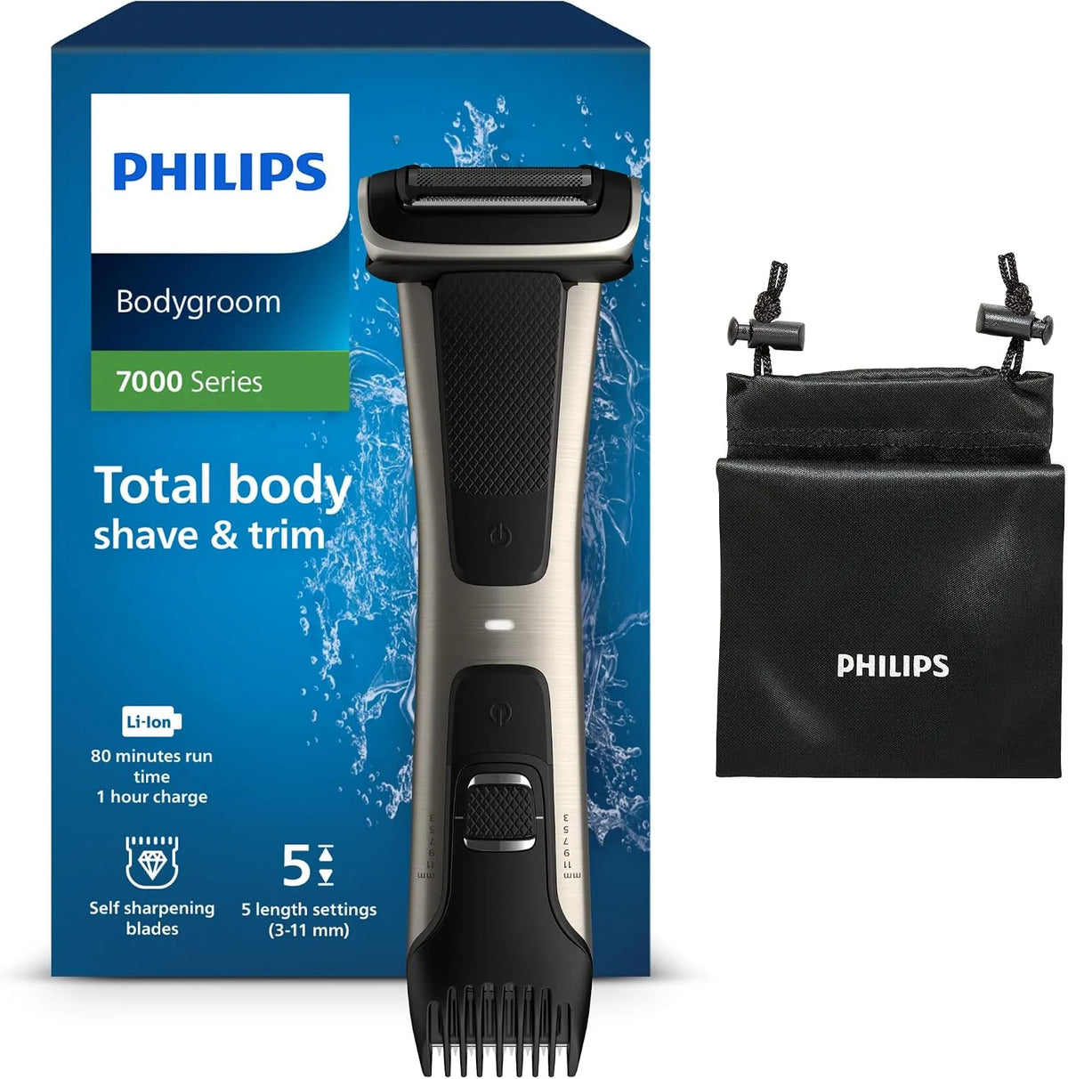 Philips BG7025/15 Depilatore, epilatore elettrico, 11 mm, pannello IPS