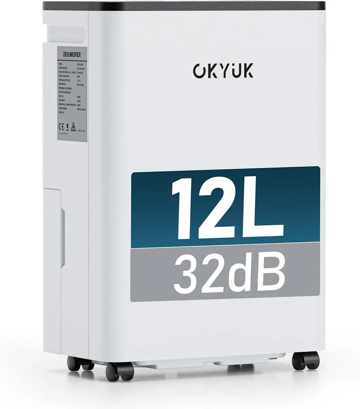 Deumidificatore, 12 L, OKYUK 24H, bianco, 35 m², 2.5 L
