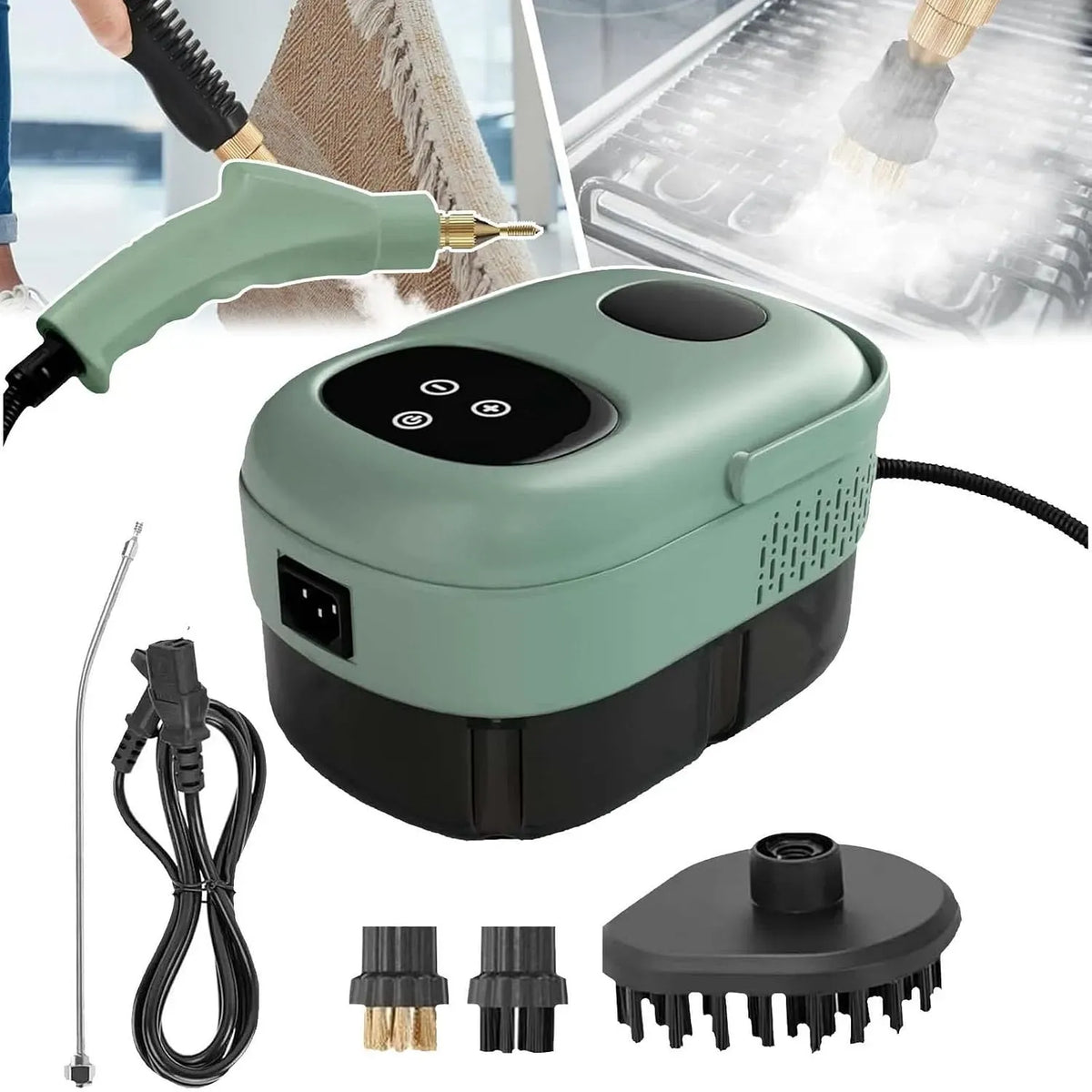 Pulitore a vapore ml/3, 2500 W, portatile, touch, ampio serbatoio, serbatoio dell'acqua da 1100 spazzole
