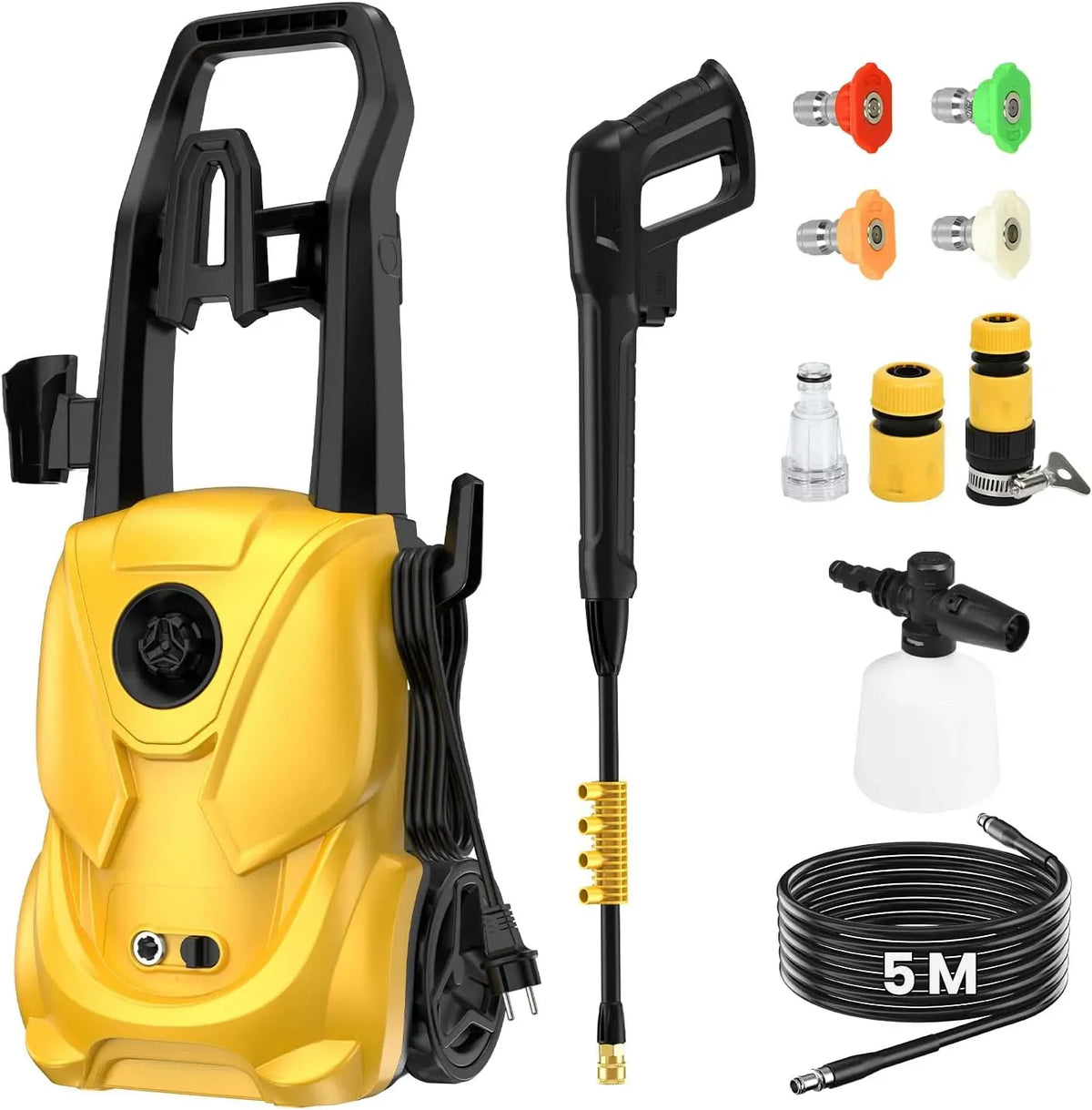 Idropulitrice, 2000 W, professionale, Pressione 180 Bar, Tubo di Uscita da 5 M e Ugello Regolabile, Portata 680 L/h