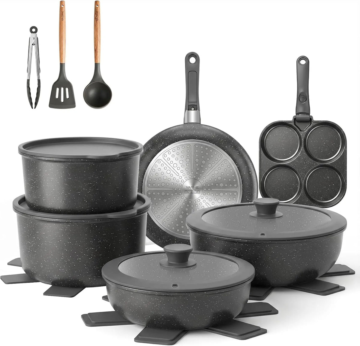 atossiche, senza PTFE e PFAS, Pentole induzione 20 pezzi
