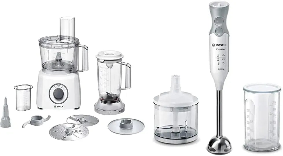 Bosch X 220 Mcm3200W Robot da cucina, 375 X 220 X 260Mm, 800 W, 600 W, bianco, Bianco/Grigio 375 260Mm & Ergommi Mi er A Immersione, 70 Decibel
