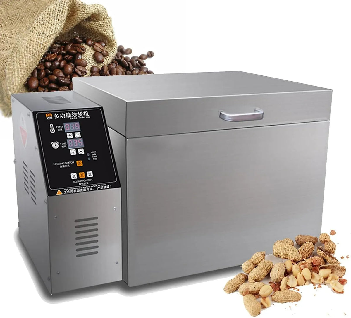 castagne, Acciaio inossidabile, Tostatrice elettrica per chicchi di caffè regolabile da 2/4 kg, controllo temporizzato e della temperatura, tubo
