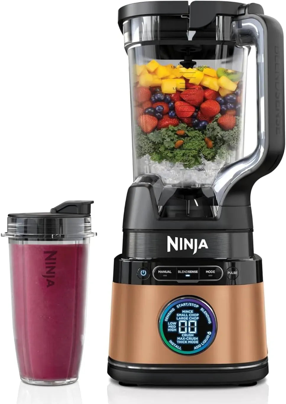 Ninja TB301EUCP Frullatore, 2 L, 1200 W, nero, 1 Bicchiere Monoporzione, Caraffa da 2L