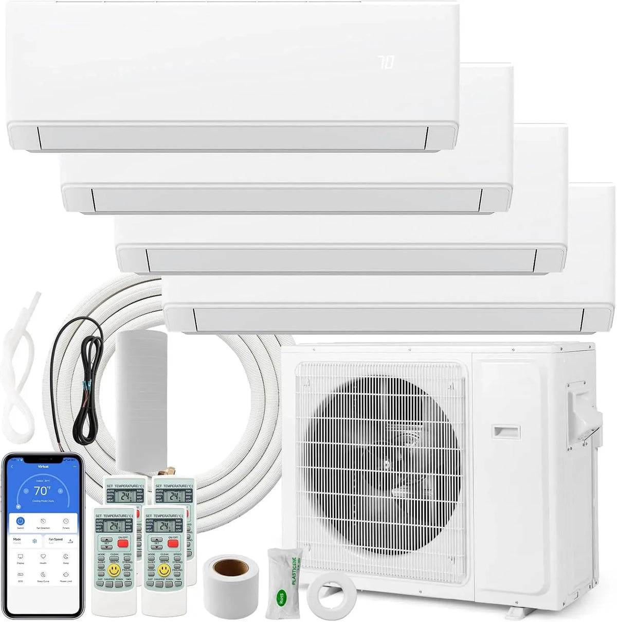 Condizionatore, 4 fuochi, 230 V, ARLIME SEER2 R32, Wi-Fi, Inverter, Mini Split AC
