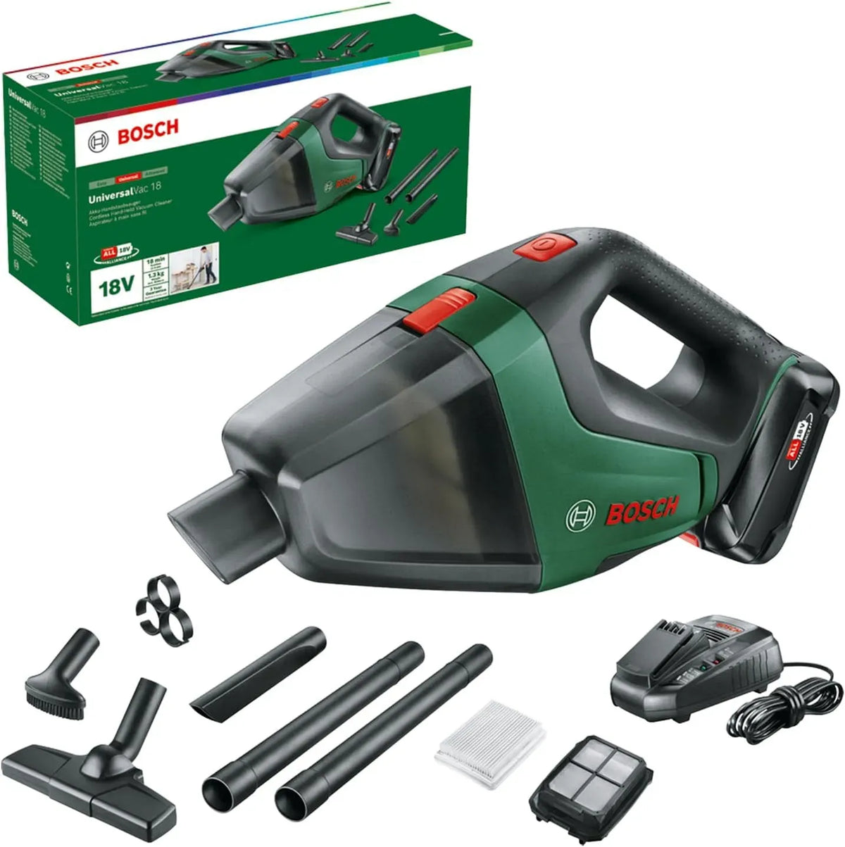 Bosch Batteria, 18 V, verde, Aspiratore A Batteria Universalvac 18