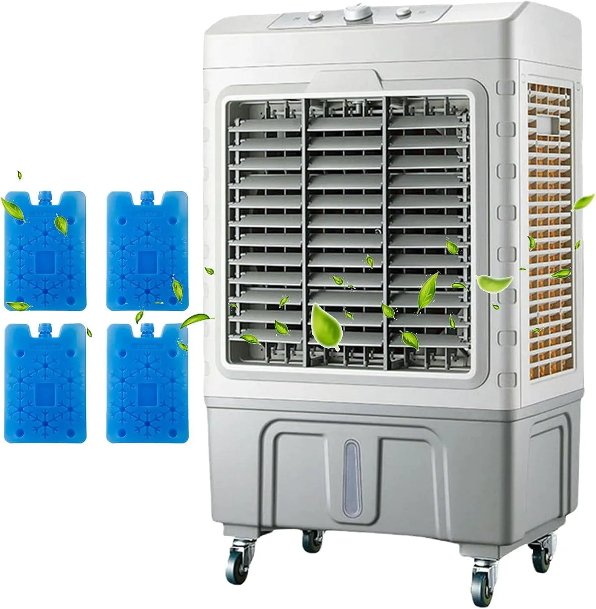 Raffrescatore evaporativo Industriale, per Uso Commerciale ed Esterno, 3 in 1, 3 velocità, Oscillazione a 120°, 4 impacchi di Ghiaccio