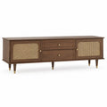 Mobile TV in Legno e Rattan con 2 Cassetti Noce 180x40x50 cm