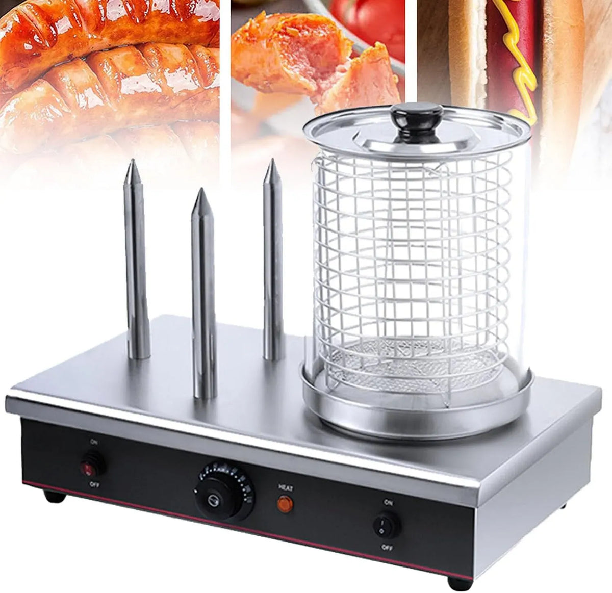 macchina per hot, riscaldatore, grill, 700 W, professionale, acciaio inox, funzione riscaldante, per dog hot