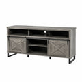 Mobile TV in Legno e Metallo Grigio con Ante Scorrevoli 150x40x60 cm