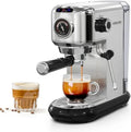 Montalatte, 1,1 L, cappuccinatore, CAFELFFE, ampio serbatoio, acciaio inox, argento, Macchina per caffè espresso da 20 bar, serbatoio acqua da 1,1 l