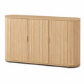 Credenza ovale in legno di quercia con ante a doghe 160x45x80 cm