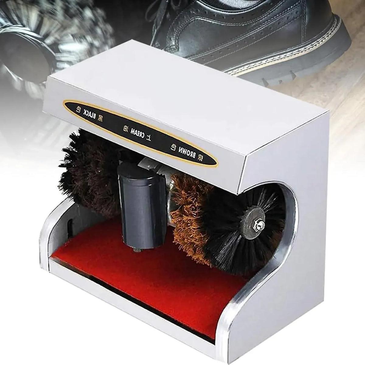 Lucidascarpe, lucidatrice, Spazzola, lucidatrice elettrica, macchina elettrica lustrascarpe, acciaio inox, argento