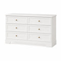 Comò con 6 Cassetti Legno Bianco 140x45x80 cm