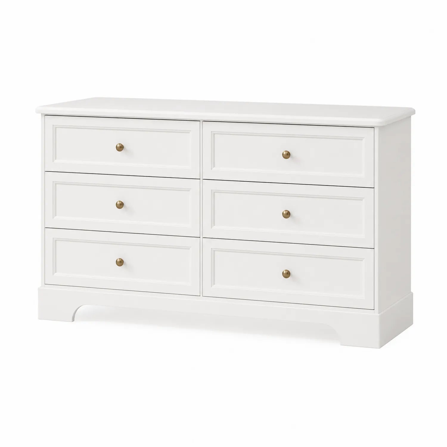 Comò con 6 Cassetti Legno Bianco 140x45x80 cm