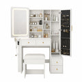 Tavolo Cosmetico con Specchio LED e Sgabello, Bianco