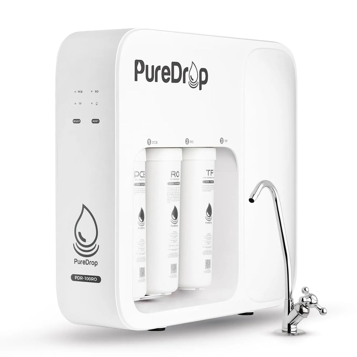 PDR-100RO Sistema di filtrazione dell'acqua potabile a osmosi inversa a 3 stadi sotto il lavandino ad alta capacità 100 GPD Sistema senza serbatoio a