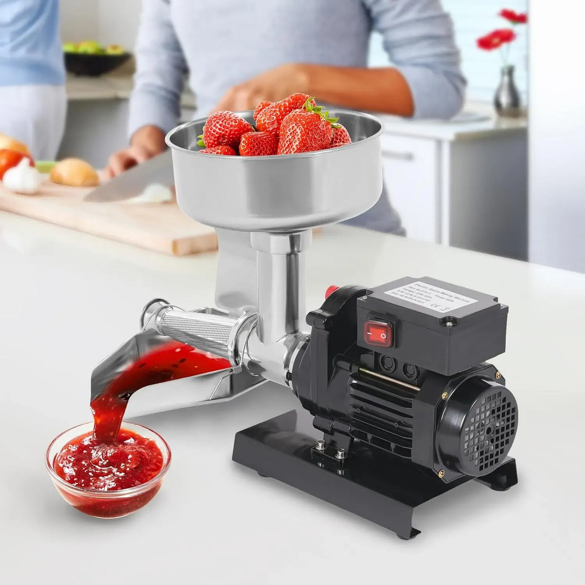 estrattore di succo e spremiagrumi, macchina, 450 W, professionale, acciaio inox, per salsa di pomodoro e salsa di fragole
