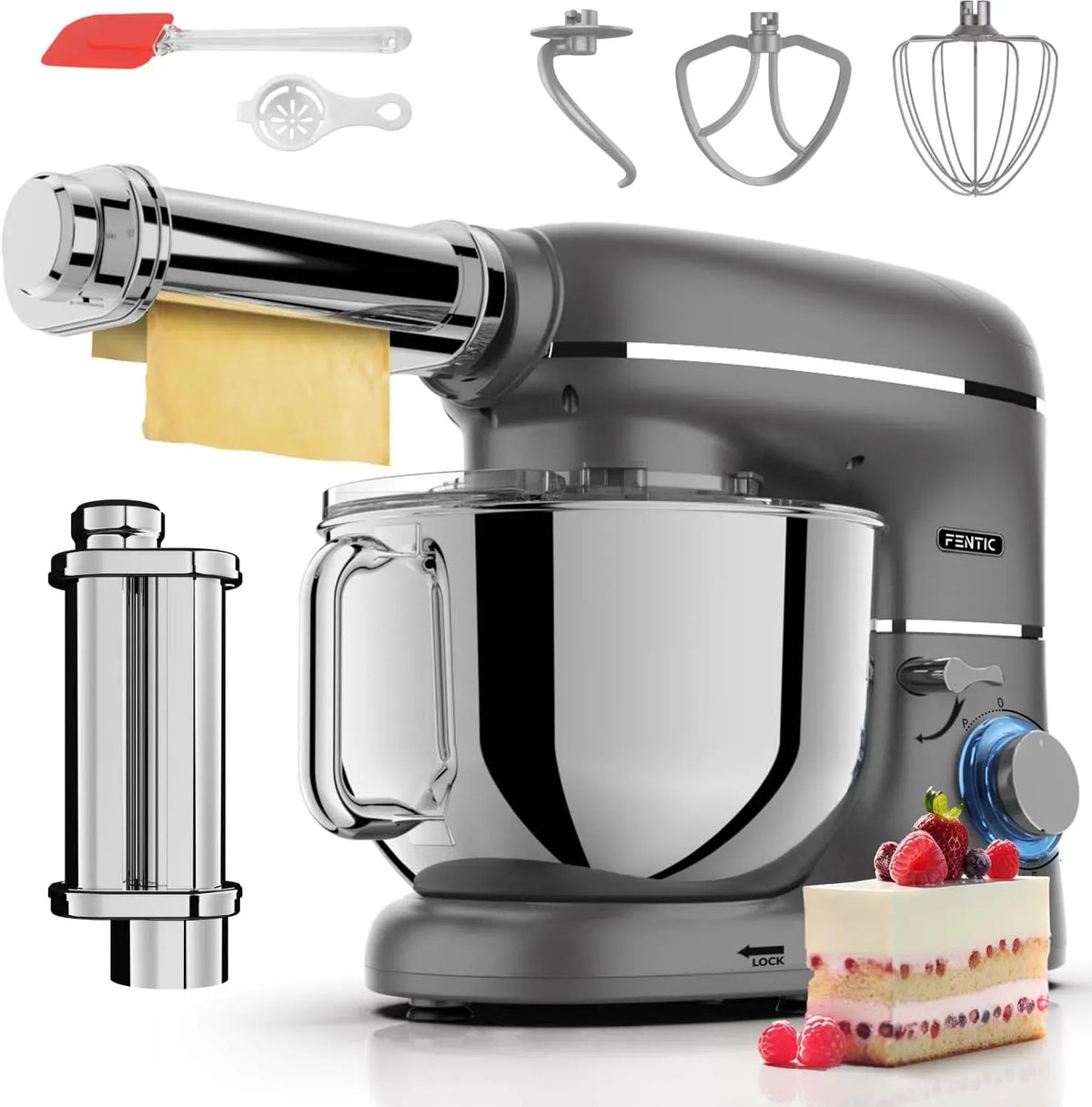 Robot da cucina, 6,2 L, 2000 W, acciaio inox, 6,2L Ciotola in Acciaio Inossidabile