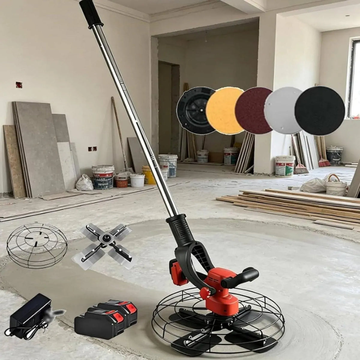 Lucidatrice, batterie, lucidatrice elettrica, professionale, per superfici in calcestruzzo e pareti