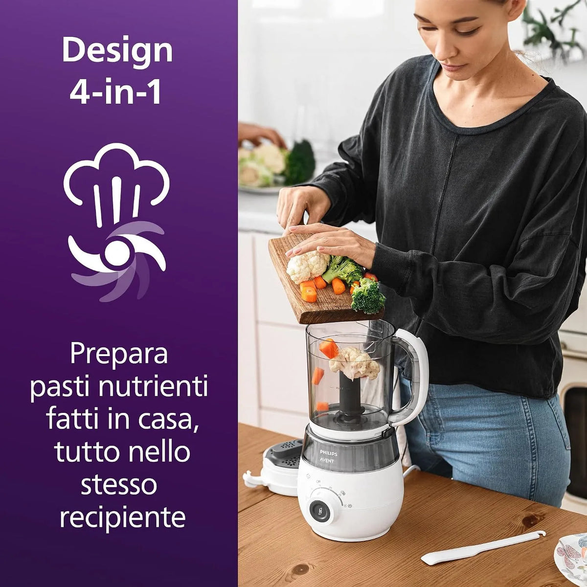 Philips SCF883/01 SCF721/20 Avent SCF883/01 EasyPappa Plus 4 in 1 Cuocipappa Multifunzione dotato di Set Vasetti SCF721/20 per la Conservazione delle