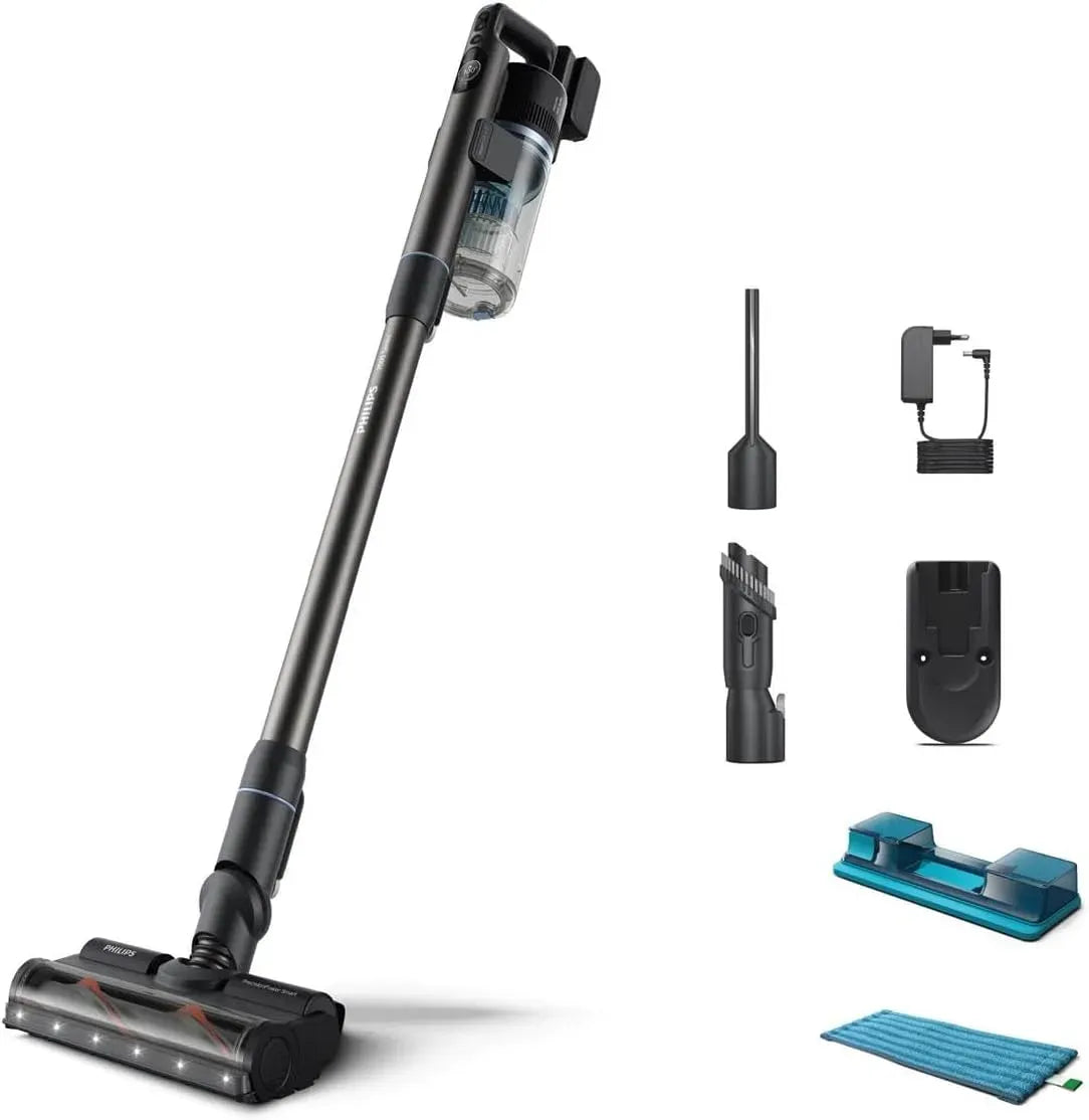 Philips Serie 7000 XC7053/01 Aspirapolvere, pannello IPS, rimovibile, blu, fino a 80 minuti di autonomia, tecnologia PowerCyclone 12, luci LED