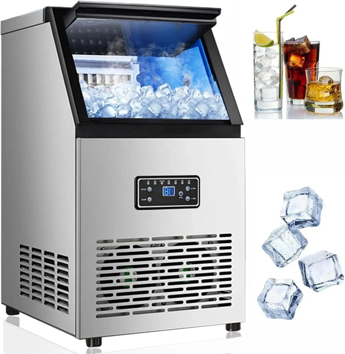 Produttore ghiaccio per uso professionale, ghiaccio sottobanco/a libera 50kg