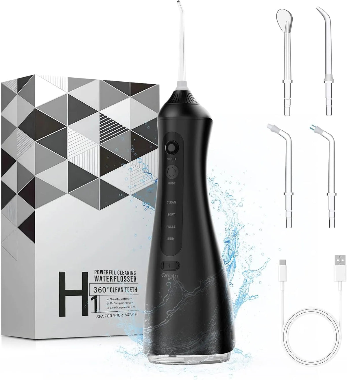 pulitore, cavo, 160 psi, 320 ml, portatile, USB, senza fili, per pulizia dei denti