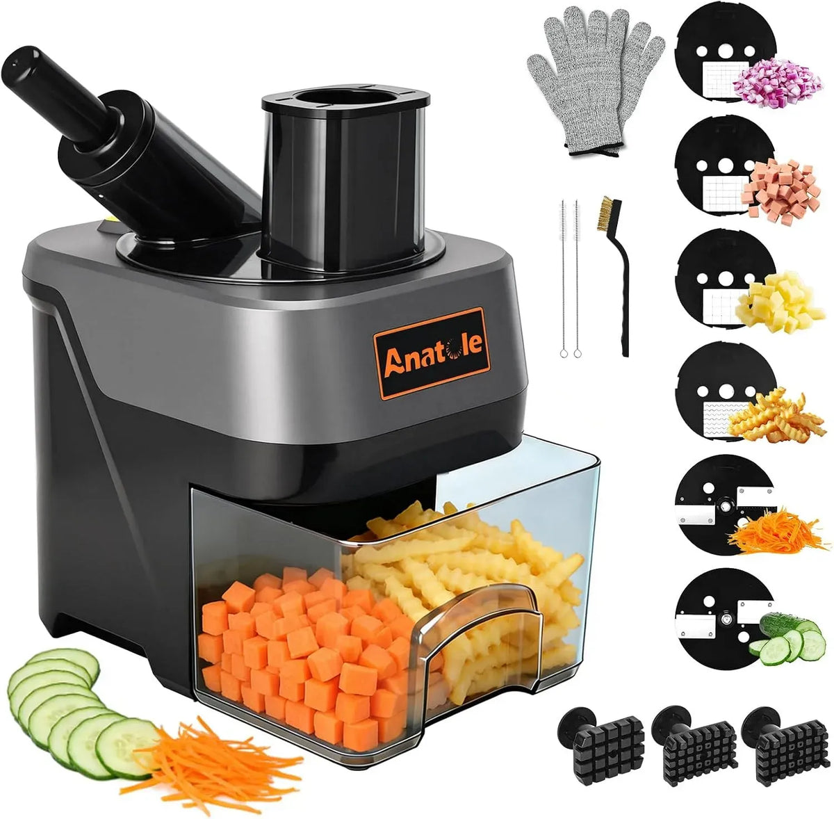 Anatole 6 in 1 Tagliaverdure Elettrico a Cubetti per uso professionale
