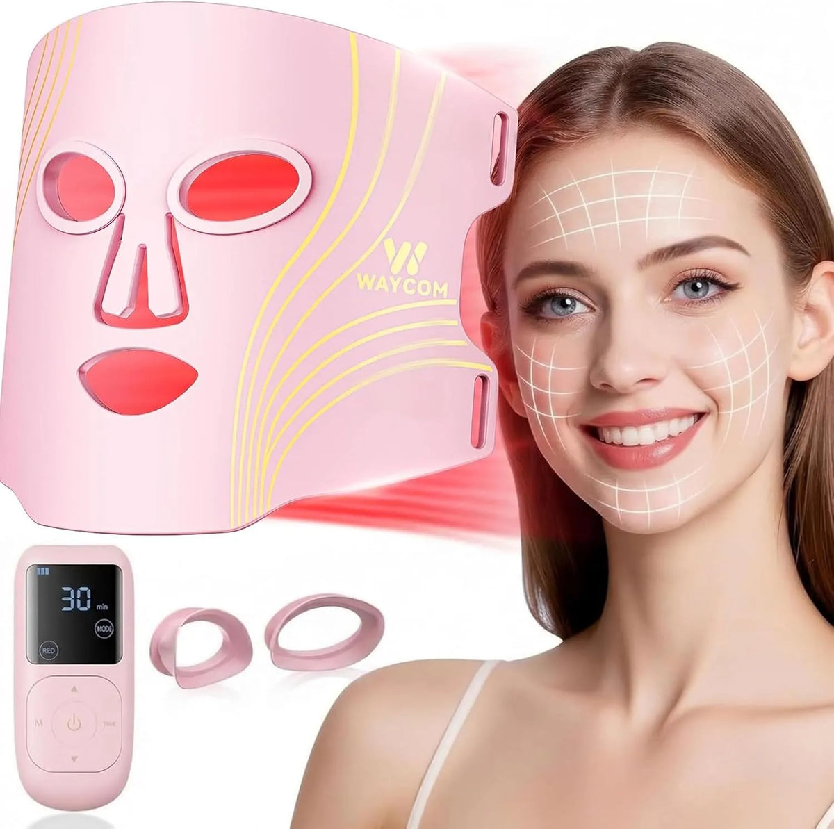 terapia a infrarossi e luce rossa blu a casa, Terapia della luce rossa per il viso: maschera portatile per terapia della luce a LED approvata dalla